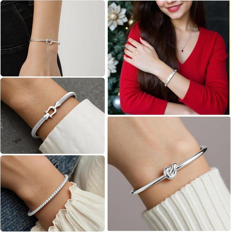 FAFUGA 18 K Gold Plated Love Bangle Bracelet Stack Cuff Jewelry for Women Jewelry Set for Women Gift with Box - Image 5